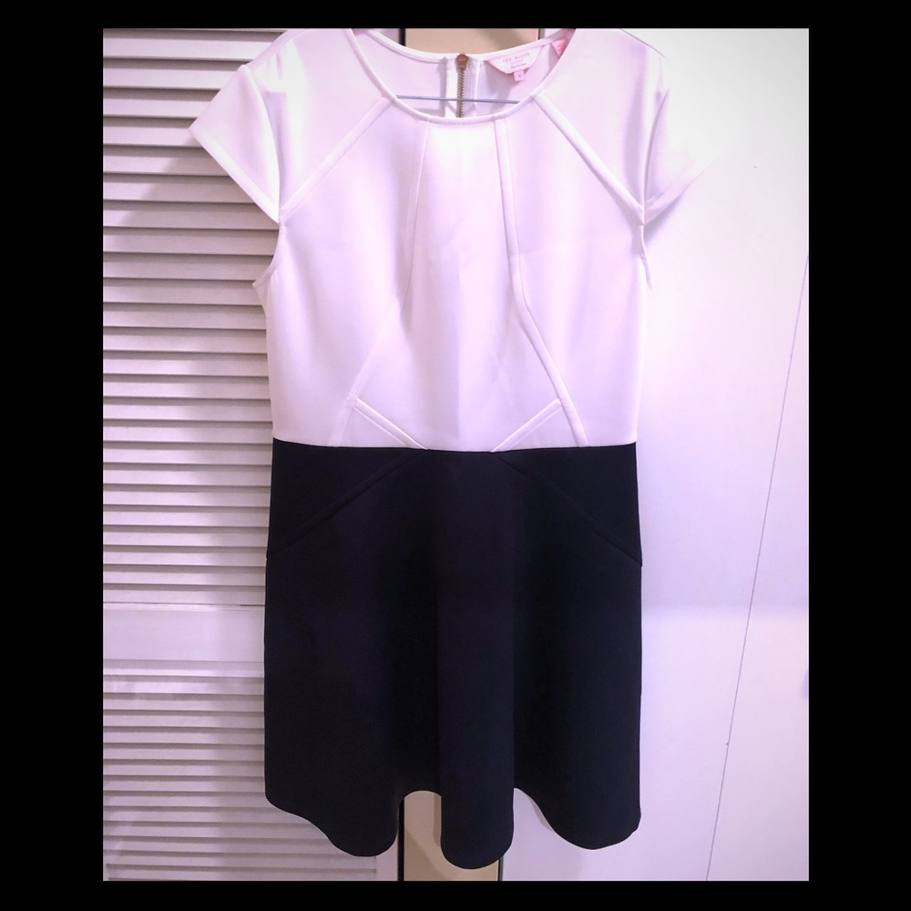 Ted Baker White/Navy Dress Size 4 Large.